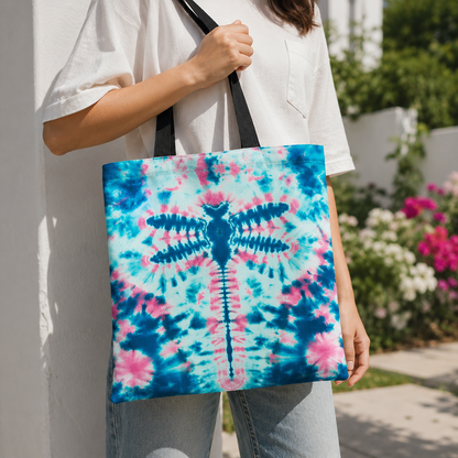 Dragonfly Tie Dye Blue Tote Bag