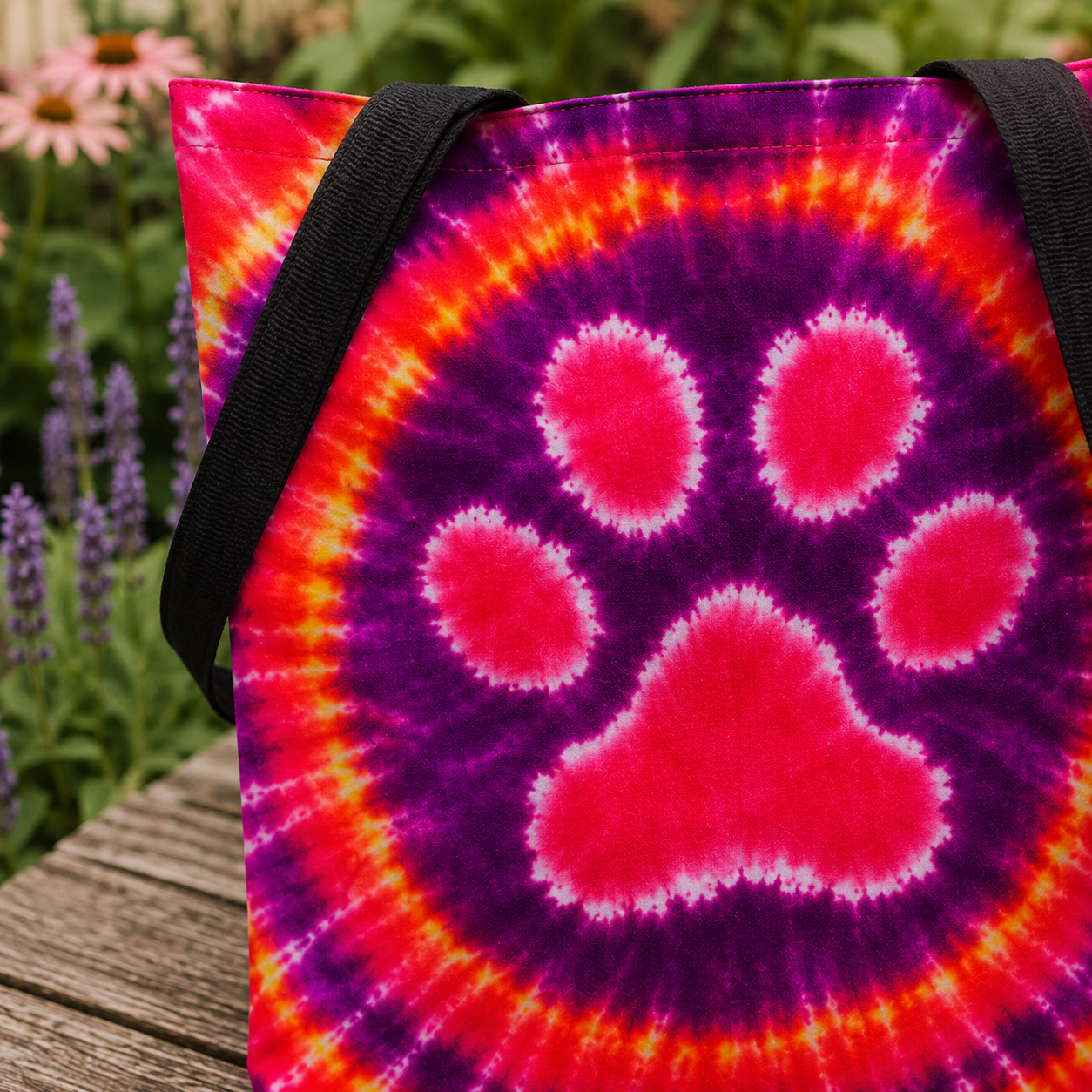 Paw Print Hot Orange Swirl Cat Tote Bag