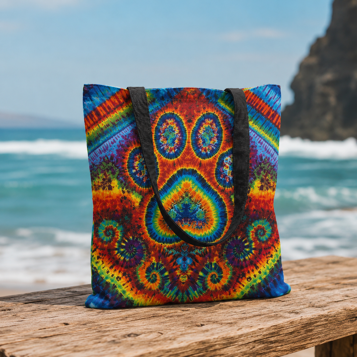 Paw Print Colorful Cat Paw Tote Bag