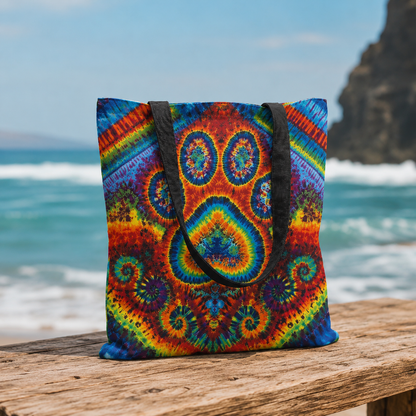 Paw Print Colorful Cat Paw Tote Bag