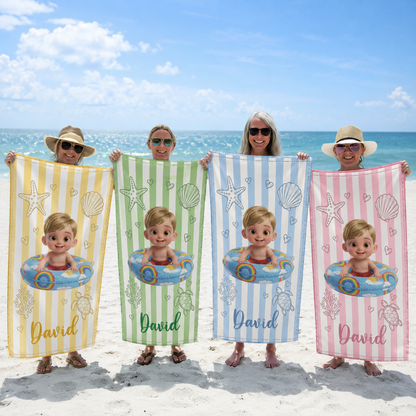 Personalized Beach Towel for Kids Custome Name Sea Animals