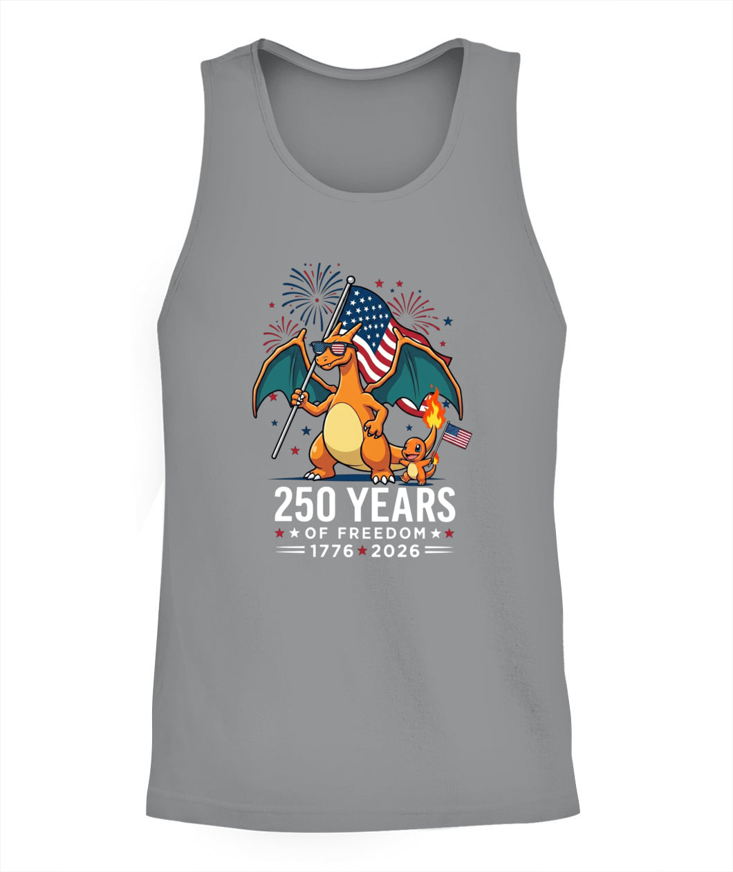 Charizard Charmander 250 Years of Freedom 1776–2026 Patriotic Printed Graphic Hoodie Sweatshirt T-Shirt