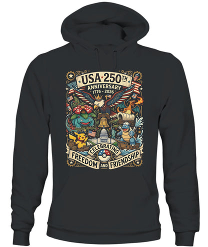 PKM 250 Years of Freedom 1776–2026 Patriotic Printed Graphic Hoodie Sweatshirt T-Shirt