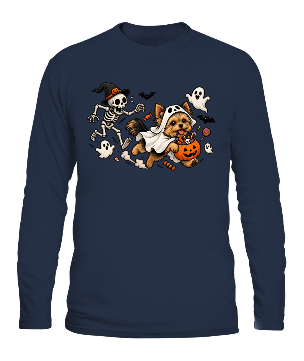 Halloween Custom Dog Breed & Skeleton Printed Graphic Sweatshirt T-Shirt