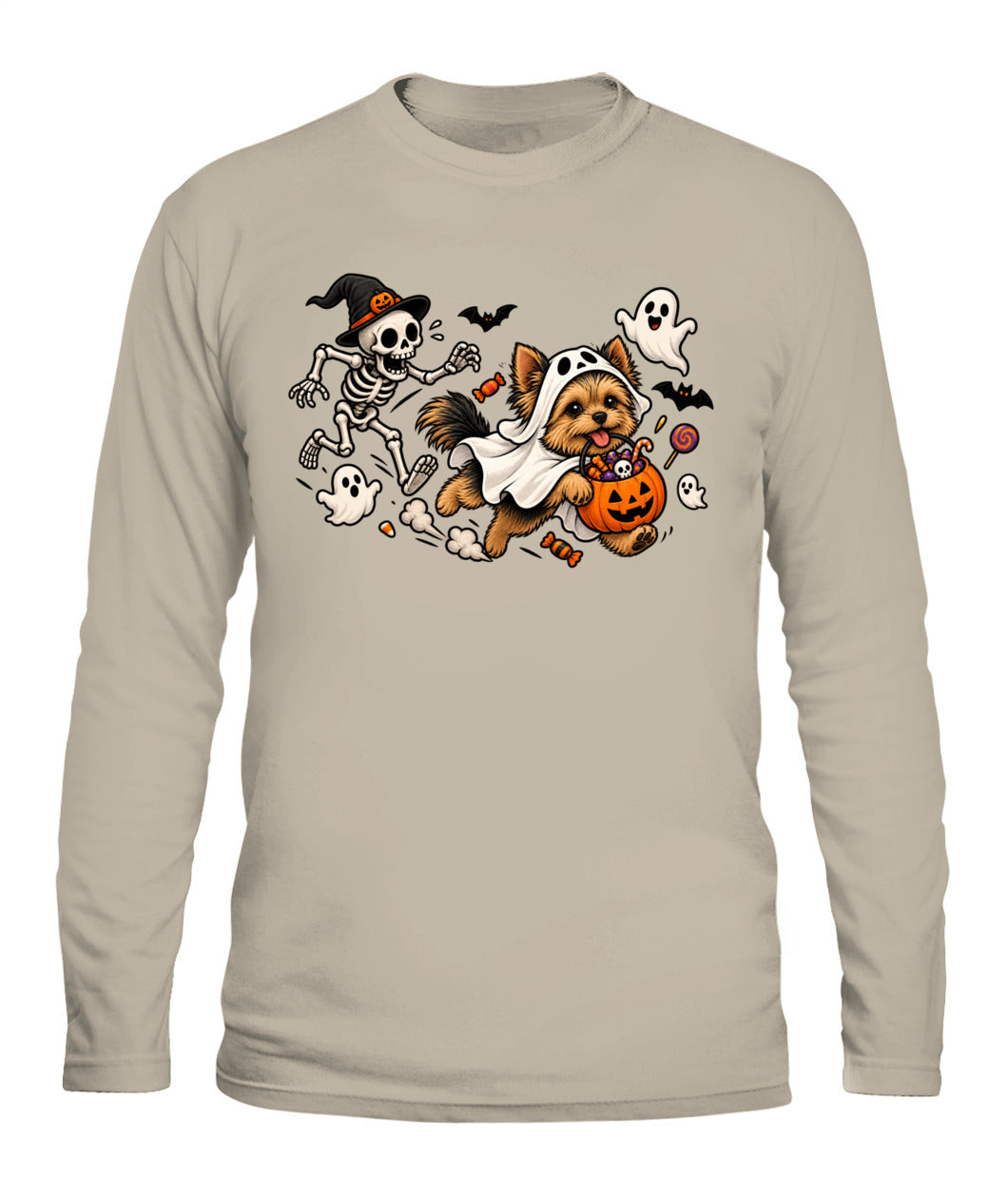 Halloween Custom Dog Breed & Skeleton Printed Graphic Sweatshirt T-Shirt