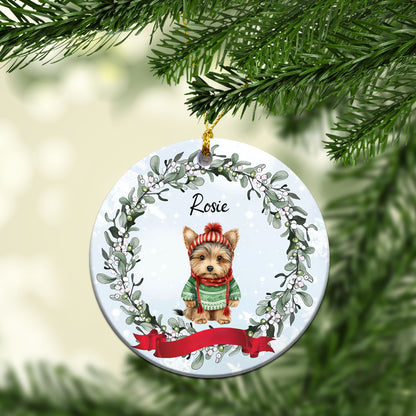 Personalized Pup In Ugly Sweater Custom Ceramic Ornament