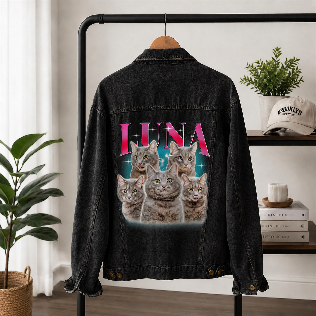 Custom Pet's Photo & Name Denim Jacket