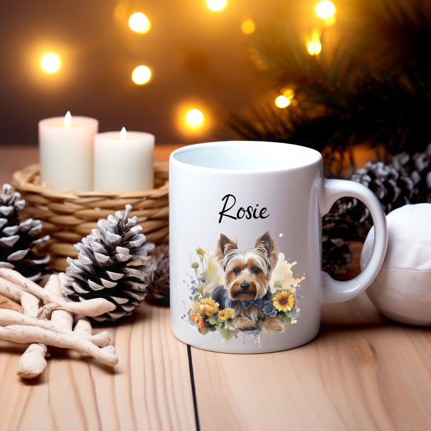 Personalized Pet Flower Christmas Mug