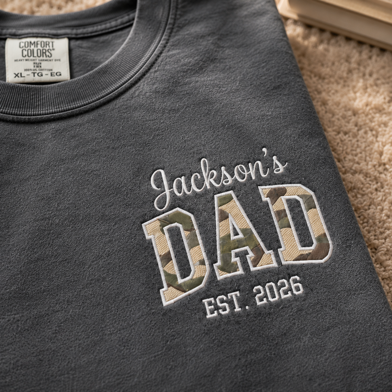 Embroidered Camouflage Dad Shirt, Custom Camo Dad Est Shirt, Father's Day Gift For New Dad, Pregnancy Announcement Shirt For Him