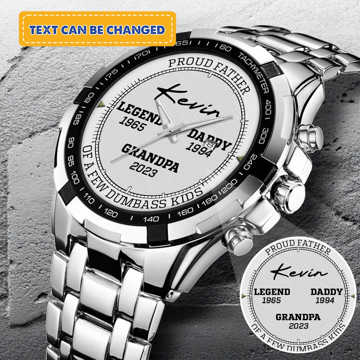Personalized Legend Since - Custom Stainnless Steal Black Metal Father Watch