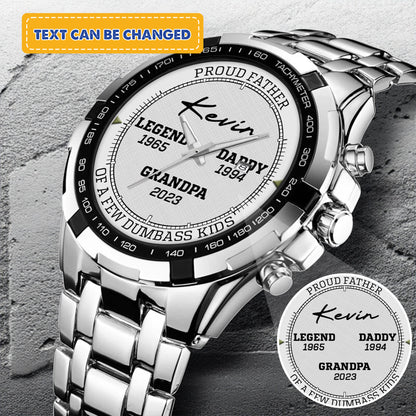 Personalized Legend Since - Custom Stainnless Steal Black Metal Father Watch