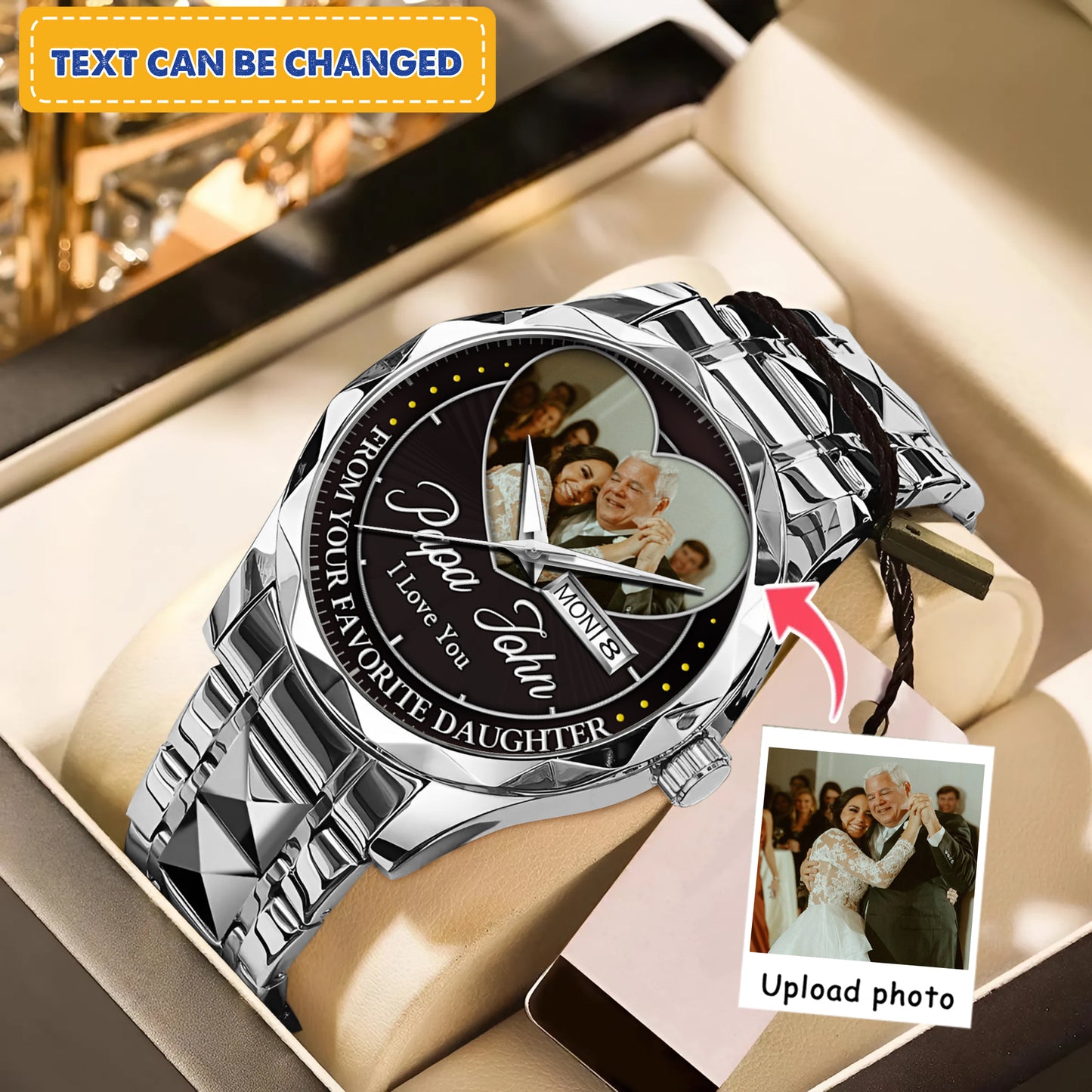 Heart Frame Photo Upload - Family Custom Stainless Steel Metal Watch