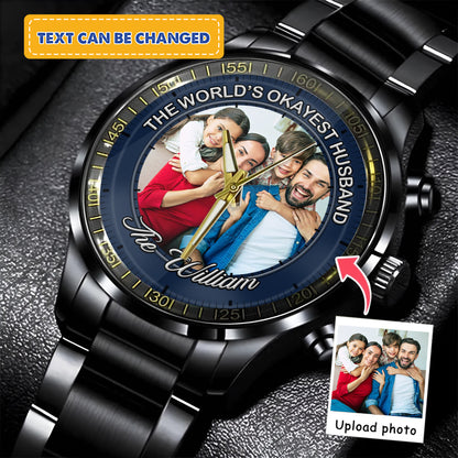 The World's Okayest Husband Personalized Photo Watch