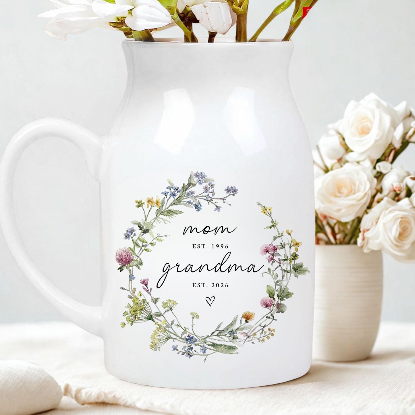 New Grandma Flower Vase, First Time Grandma Gift, Mothers Day Gift, Flower Vase for Nana, Pregnancy Announcement, Gift for Mom,Birthday Gift