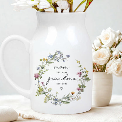 New Grandma Flower Vase, First Time Grandma Gift, Mothers Day Gift, Flower Vase for Nana, Pregnancy Announcement, Gift for Mom,Birthday Gift