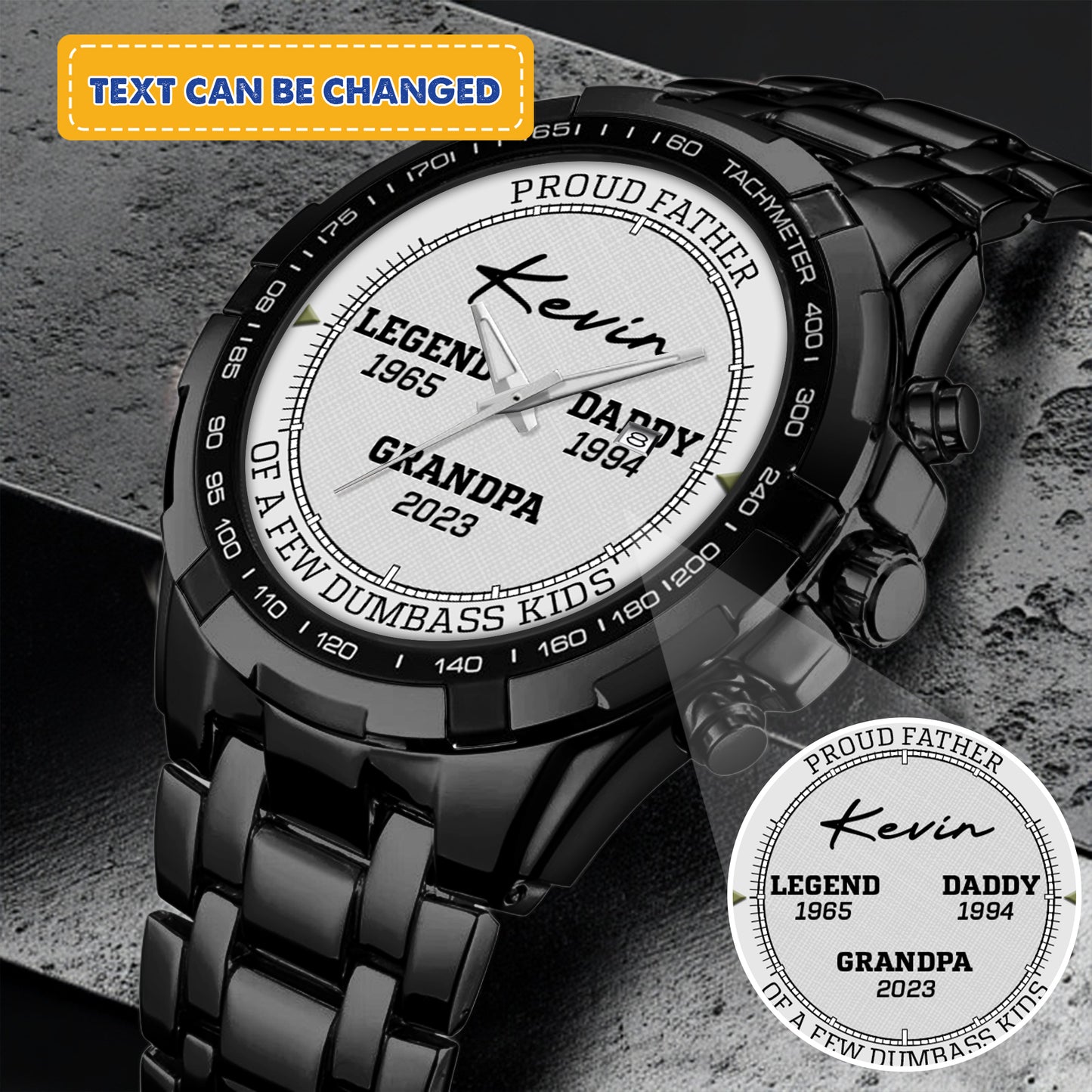 Personalized Legend Since - Custom Stainnless Steal Black Metal Father Watch