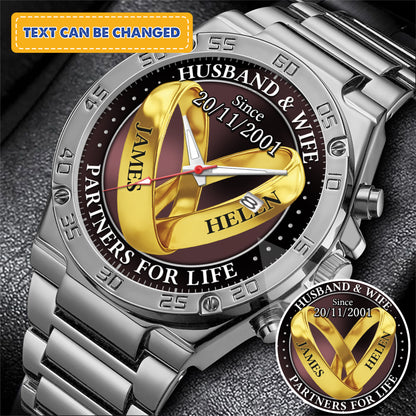 Personalized Wedding Rings - Custom Stainnless Steal Black Metal Watch