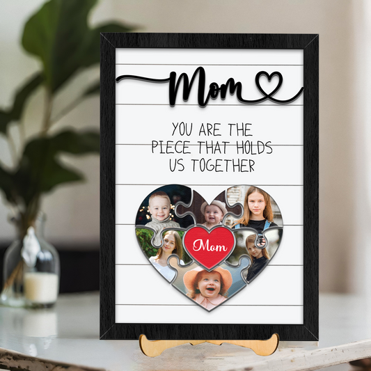 Mother's Day Personalized Mom Heart Puzzle Sign with Photo