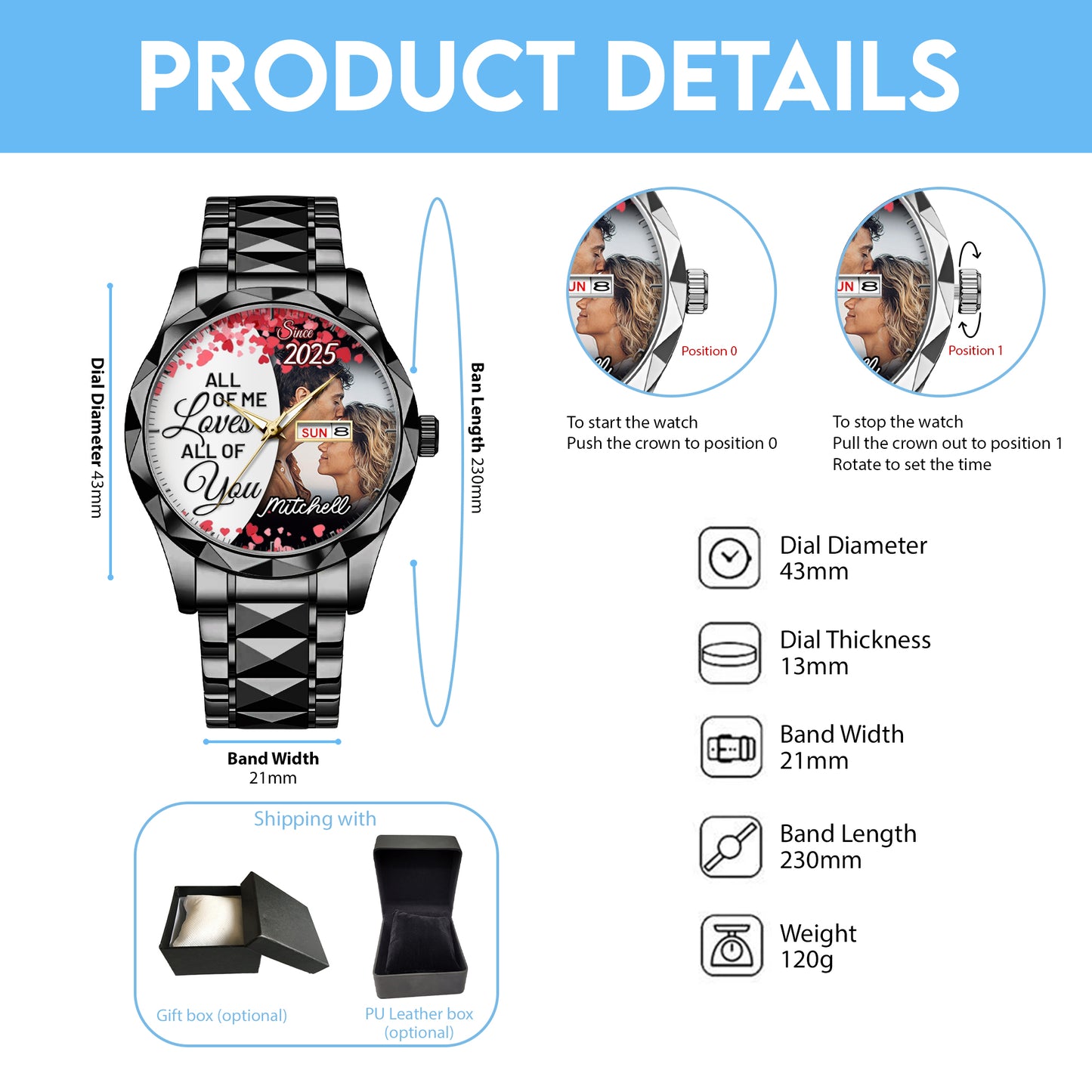 Personalized Love Blooms Photo Keepsake Memory Watches