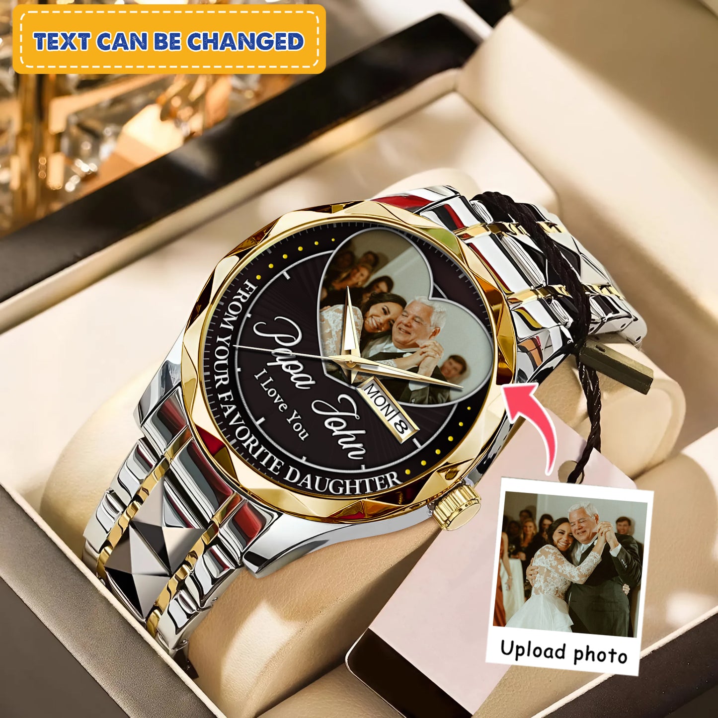 Heart Frame Photo Upload - Family Custom Stainless Steel Metal Watch