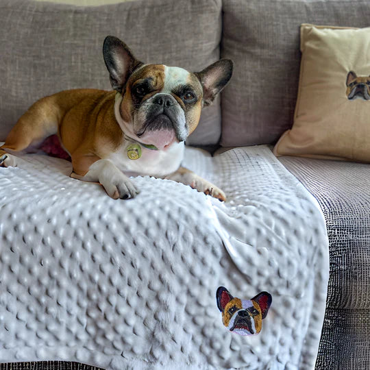 Embroidered Custom Pet Portrait Pet Blanket