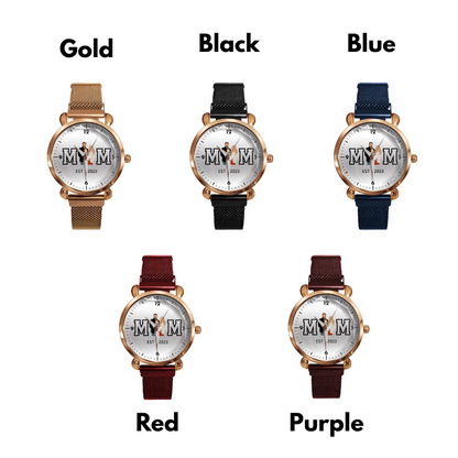 Mother's Day Gift For Mom Personalized Photos MOM EST Mesh Strap Quartz Watch