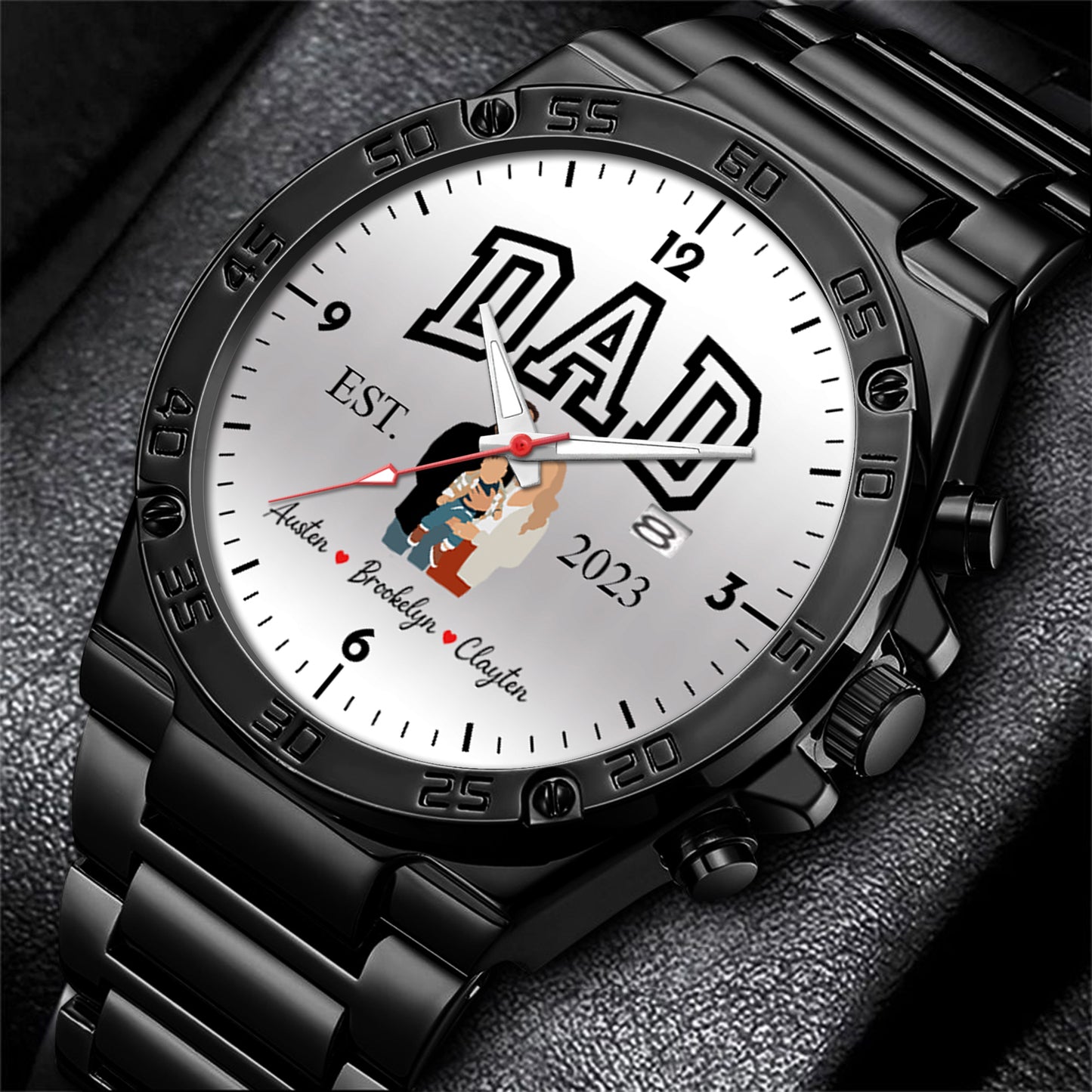 Father's Day Gift For Dad Personalized Alloy Dad Quartz Watch with Family Photos & Kids’ Names