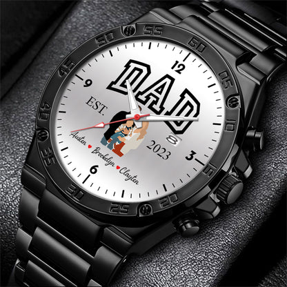 Father's Day Gift For Dad Personalized Alloy Dad Quartz Watch with Family Photos & Kids’ Names