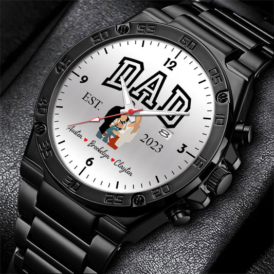Father's Day Gift For Dad Personalized Alloy Dad Quartz Watch with Family Photos & Kids’ Names