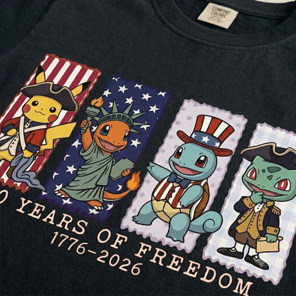 Pokemon 250 Years of Freedom 1776–2026 Patriotic Printed Graphic Quarter-Zip Sweatshirt, Hoodie Sweatshirt T-Shirt