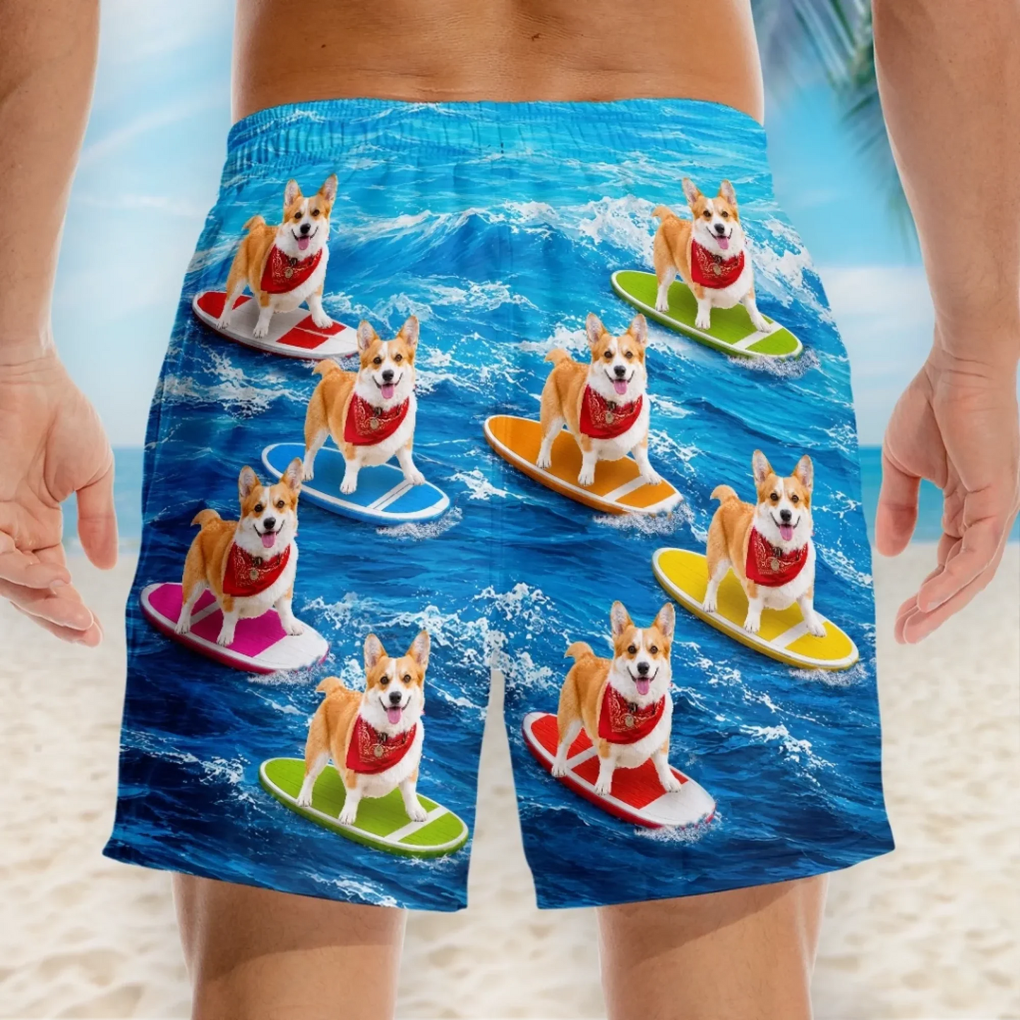 Custom Photo Tropical Hawaiian Aloha Men Beach Shorts - Personalized Summer Vacation And Travel Gifts For Dog Cat Lovers, Dog Dad And Mom, Cat Owners