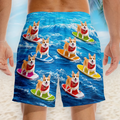 Custom Photo Tropical Hawaiian Aloha Men Beach Shorts - Personalized Summer Vacation And Travel Gifts For Dog Cat Lovers, Dog Dad And Mom, Cat Owners