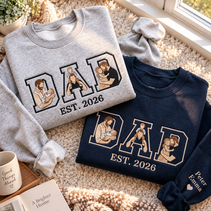Embroidered Dad Hoodie, EST. 2026 Fatherhood Sweatshirt, First Father's Day Gift for New Dad - DL10091026