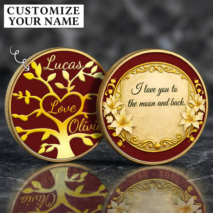 Personalised PRINTED Heart Names Family Tree Coin for Mom Grandma Mother's Day Birthday Thanksgiving Day