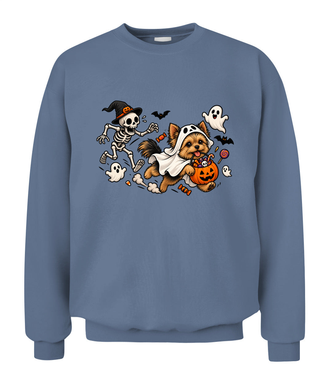 Halloween Custom Dog Breed & Skeleton Printed Graphic Sweatshirt T-Shirt