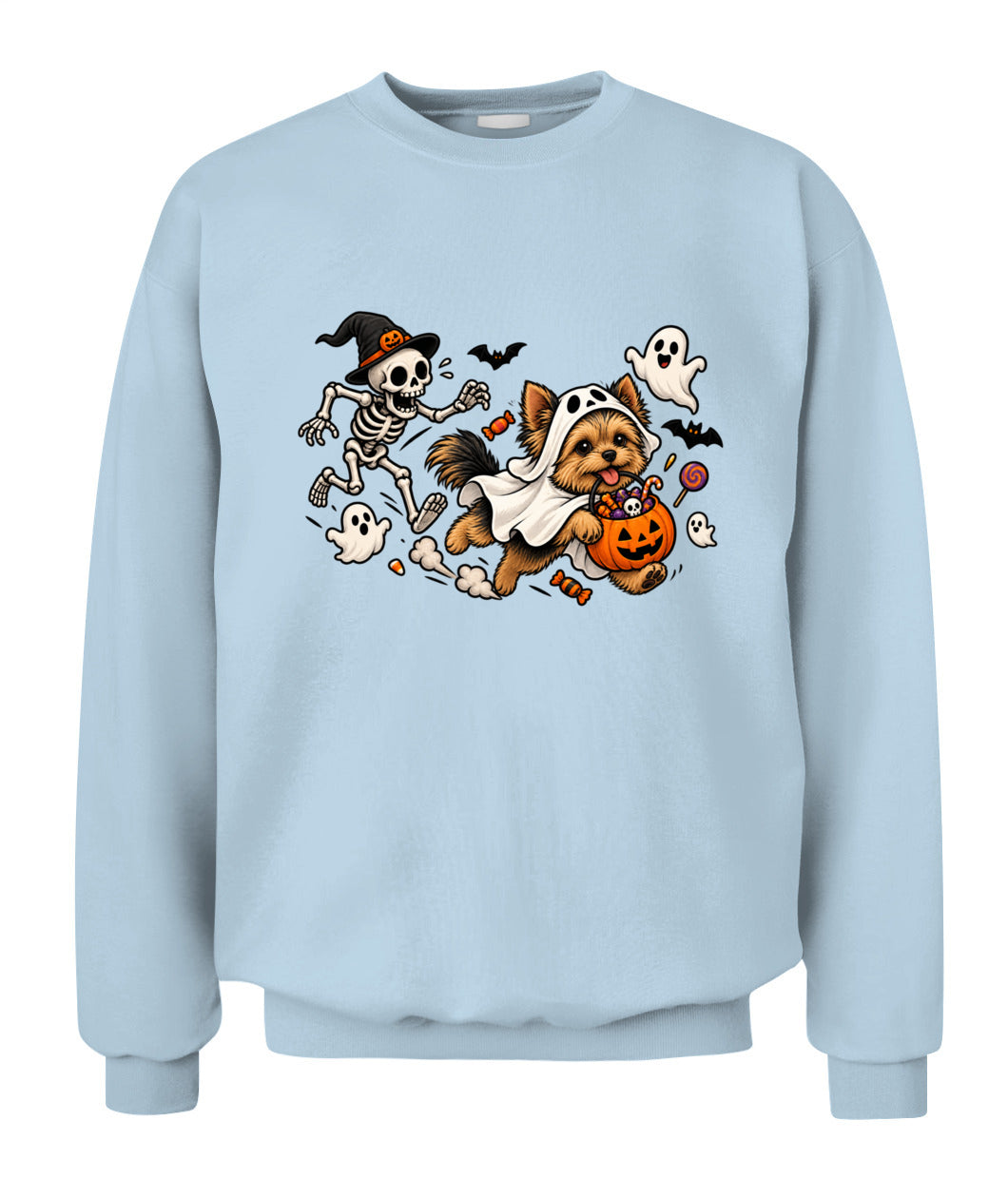 Halloween Custom Dog Breed & Skeleton Printed Graphic Sweatshirt T-Shirt