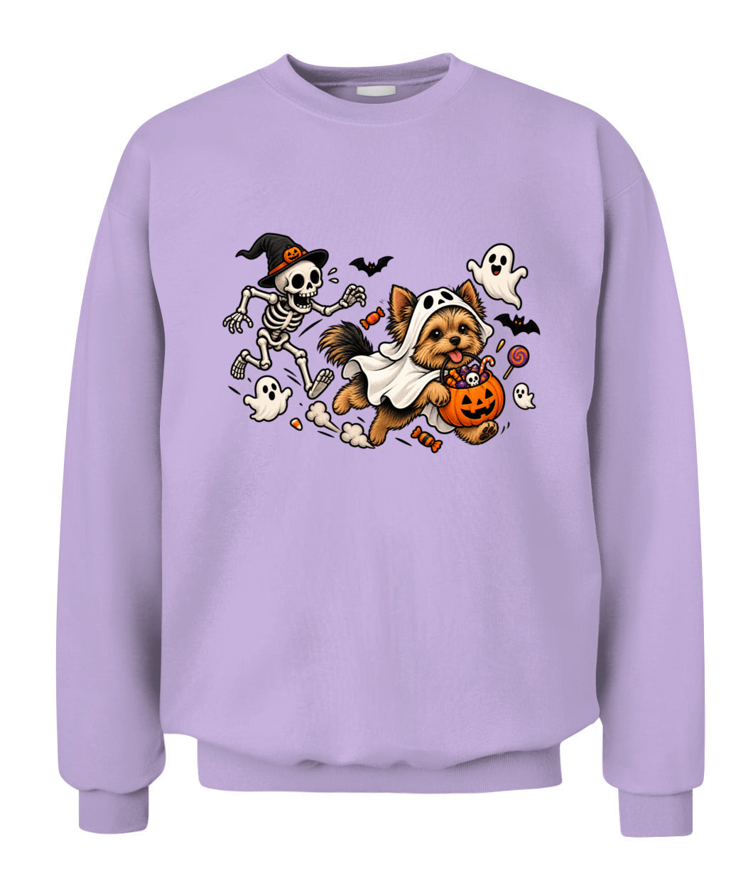 Halloween Custom Dog Breed & Skeleton Printed Graphic Sweatshirt T-Shirt
