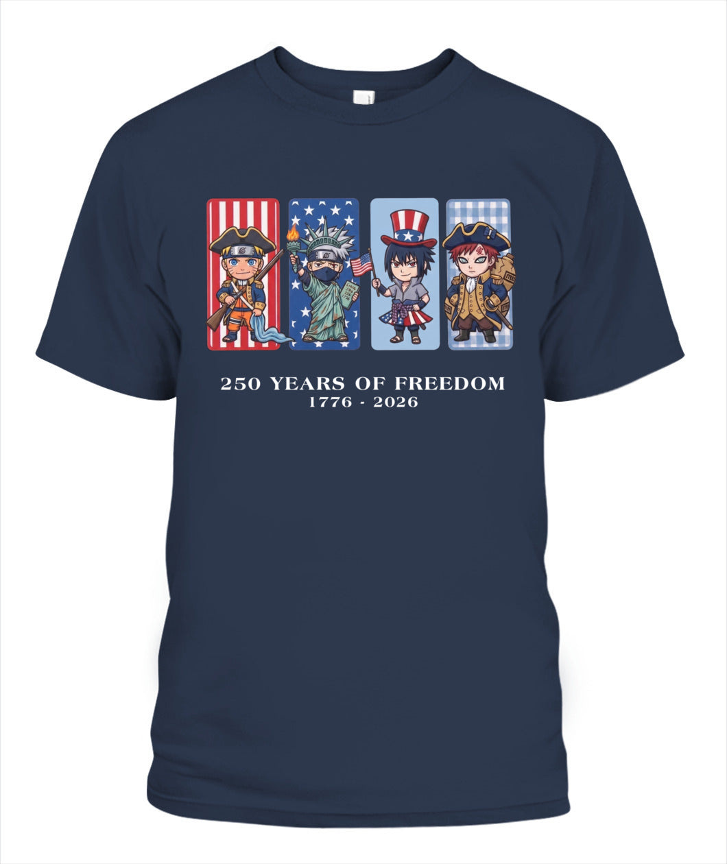 Naruto 250 Years of Freedom 1776–2026 Patriotic Printed Graphic Hoodie Sweatshirt T-Shirt