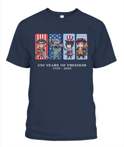 Naruto 250 Years of Freedom 1776–2026 Patriotic Printed Graphic Hoodie Sweatshirt T-Shirt