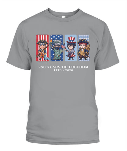 Naruto 250 Years of Freedom 1776–2026 Patriotic Printed Graphic Hoodie Sweatshirt T-Shirt