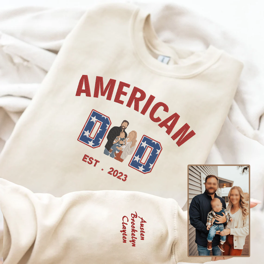 American Dad Personalized Embroidered Family Photo Hoodie Sweatshirt T-Shirt