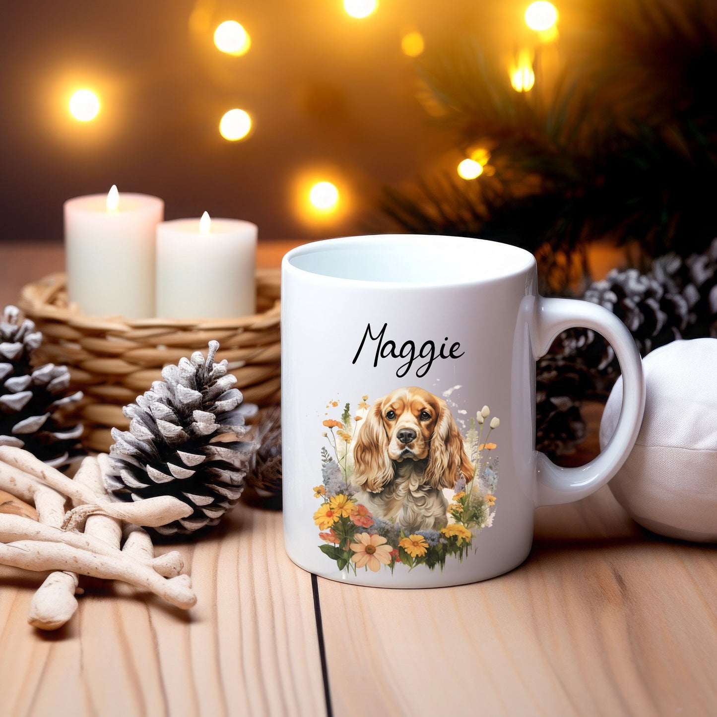 Personalized Pet Flower Christmas Mug