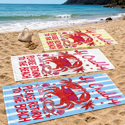 Personalized Microfiber Beach Towel Custome Name Grab Design Gift