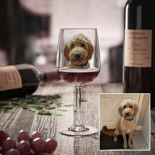 Personalized Pet Dog Cat 12Oz Wine Glass