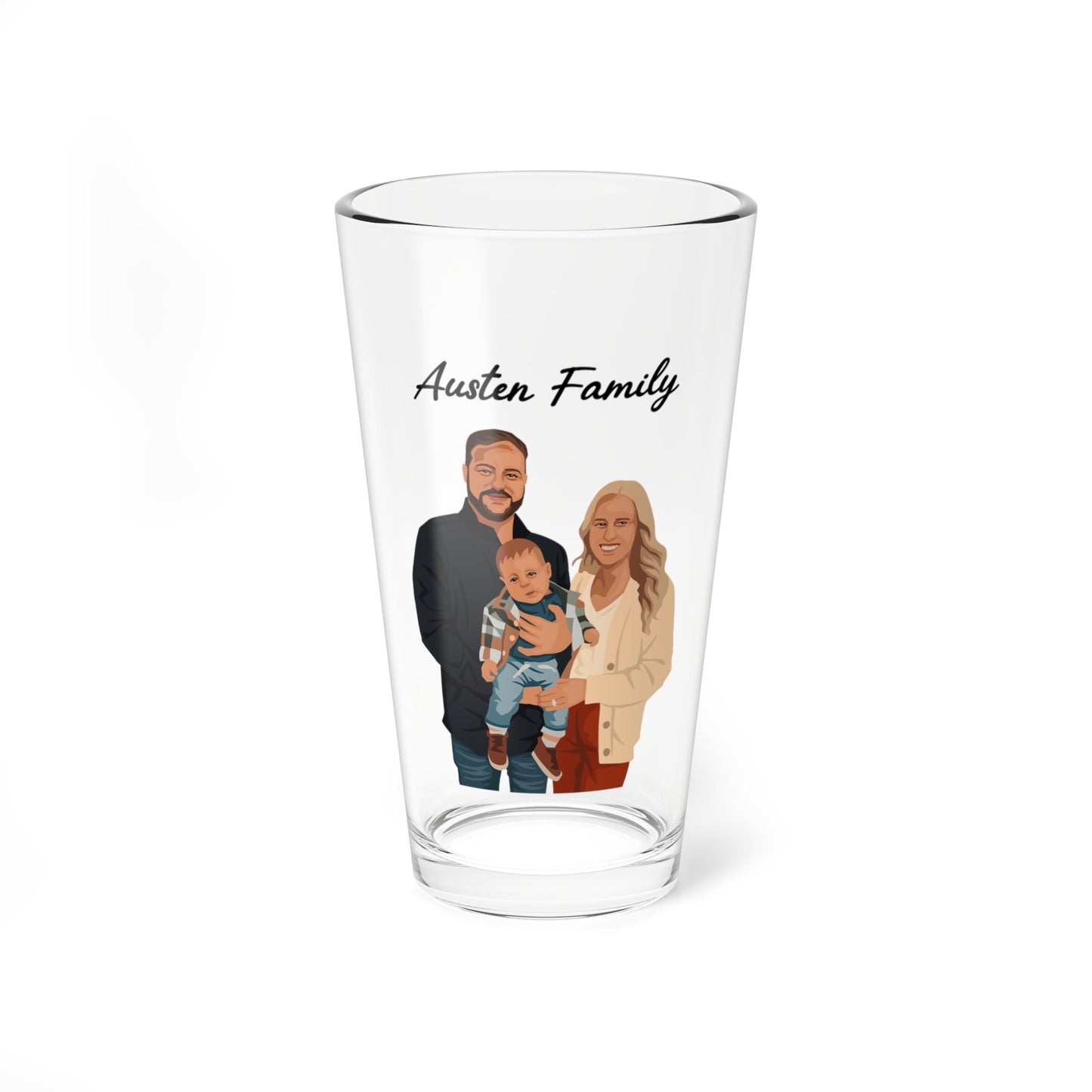Personalized Printed Family Photo 16 Oz Mixing Glass