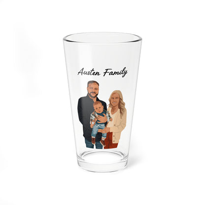 Personalized Printed Family Photo 16 Oz Mixing Glass