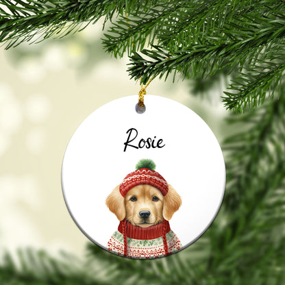 Personalized Pup In Ugly Sweater Custom Ceramic Ornament