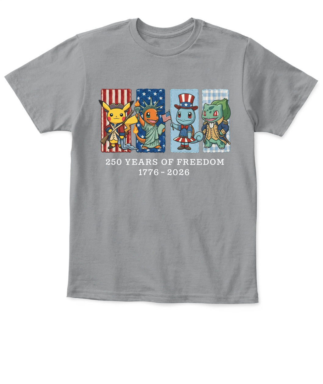 Pokemon 250 Years of Freedom 1776–2026 Patriotic Embroidered Graphic Quarter-Zip Sweatshirt, Hoodie Sweatshirt T-Shirt