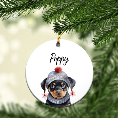 Personalized Pup In Ugly Sweater Custom Ceramic Ornament