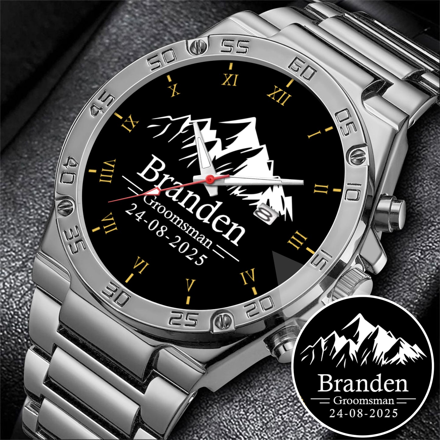 Personalized Groomsman Silver Mountain Limited Edition Watch Gift For Him